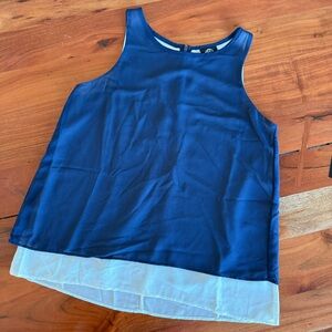 🦊 Bobeau Navy and White Layered Tank Top